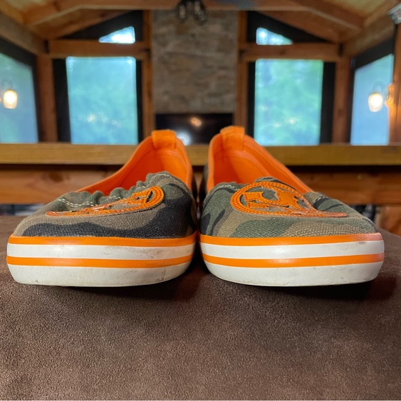 Tory Burch camo and orange loafers Sz 8 - Picture 4 of 8